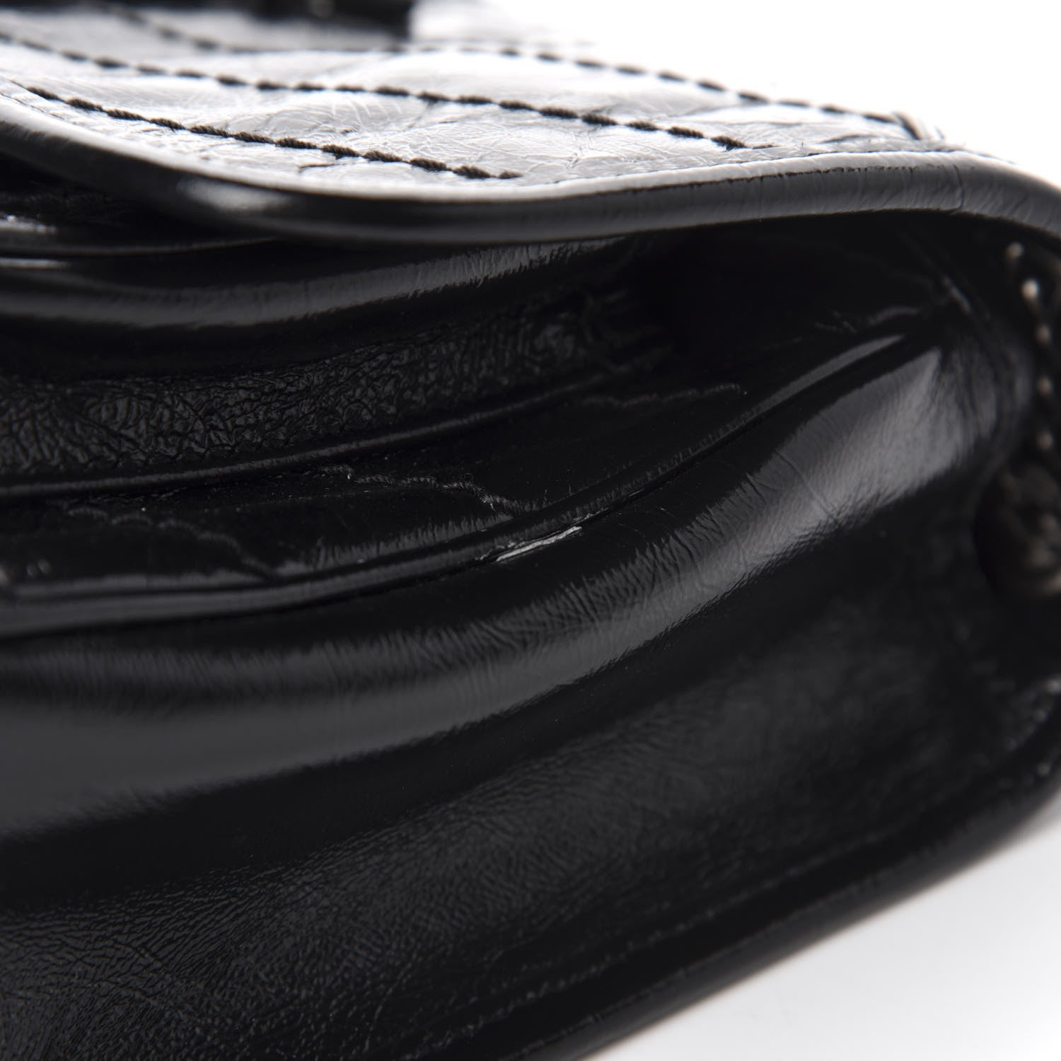 Saint Laurent Crinkled Calfskin Matelasse Monogram Baby Niki Chain Satchel Black 8 of 15