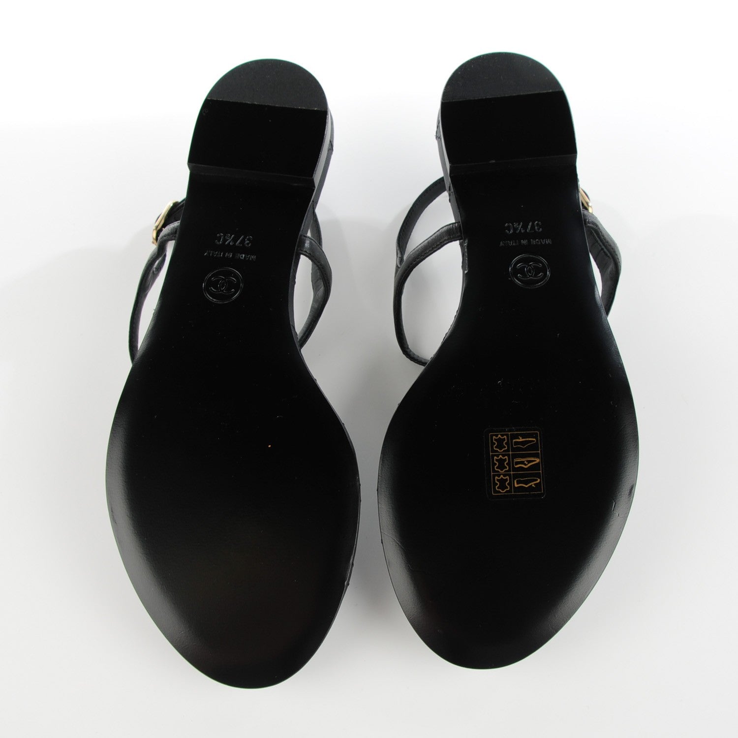 Chanel Calfskin Paris Dallas Quilted Star CC Thong Sandals Black 37.5 5 of 8