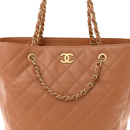 Chanel Calfskin Stitched Large Shopping Bag Brown 8 of 14
