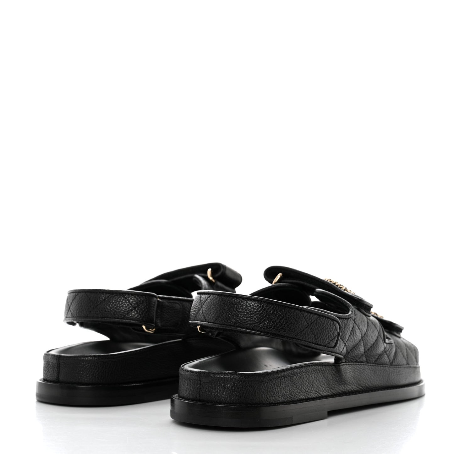 Grained Calfskin Velcro Dad Sandals 39 Black