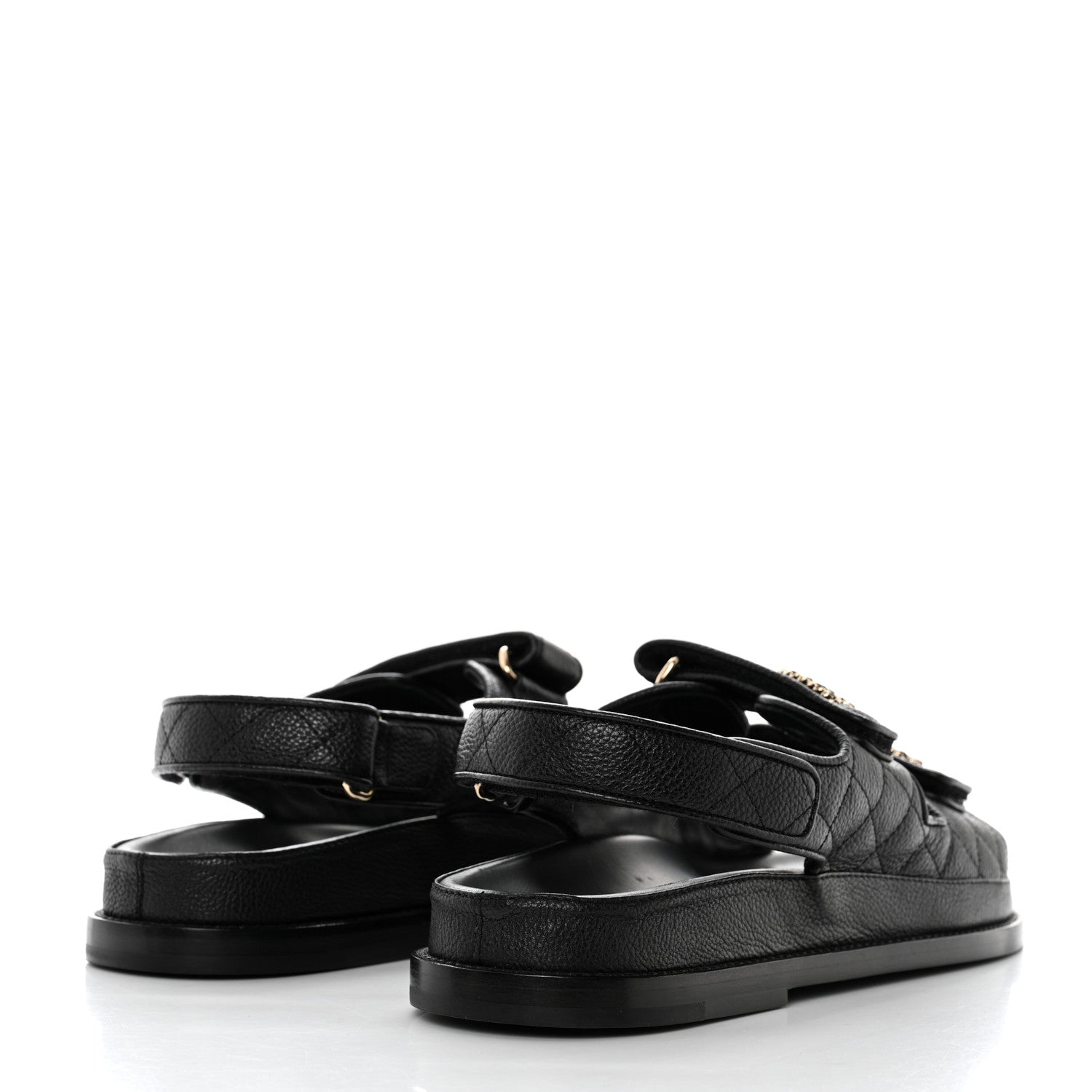 Chanel Grained Calfskin Velcro Dad Sandals 39 Black 4 of 9