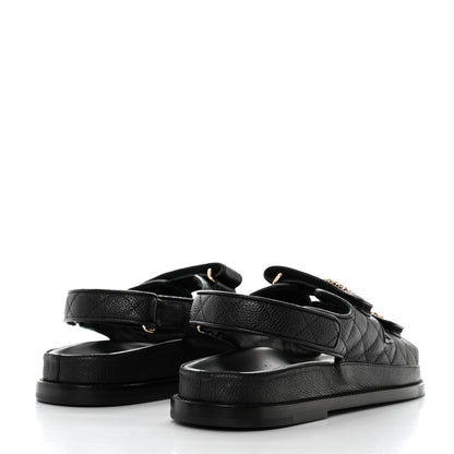 Chanel Grained Calfskin Velcro Dad Sandals 39 Black 4 of 9