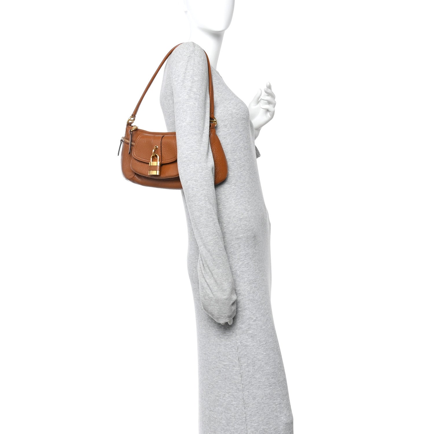 Chloe Grained Calfskin The 99 Shoulder Bag Motty Grey Clay Brown 2 of 9