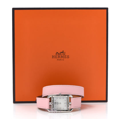 Hermes Stainless Steel Swift Diamond Pink Sapphire Mother of Pearl 23mm Cape Cod Double Tour Quartz Watch Rose Sakura 5 of 5