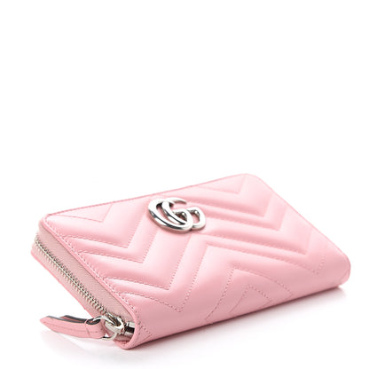 Gucci Calfskin Matelasse GG Marmont Zip Around Wallet Wild Rose 3 of 5