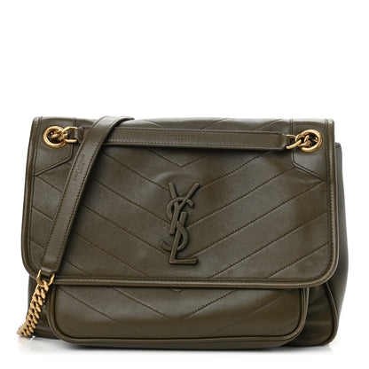 Saint Laurent Lambskin Matelasse Monogram Medium Niki Chain Satchel Seaweed 1 of 10