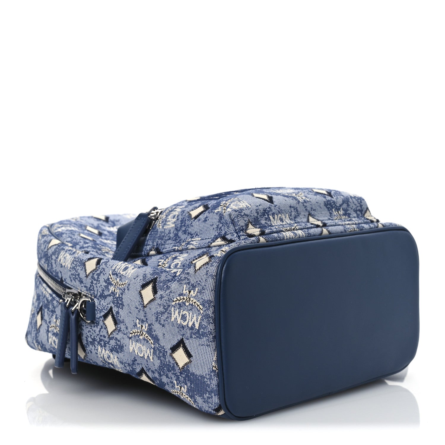 MCM Jacquard Monogram Small Backpack Blue 4 of 10
