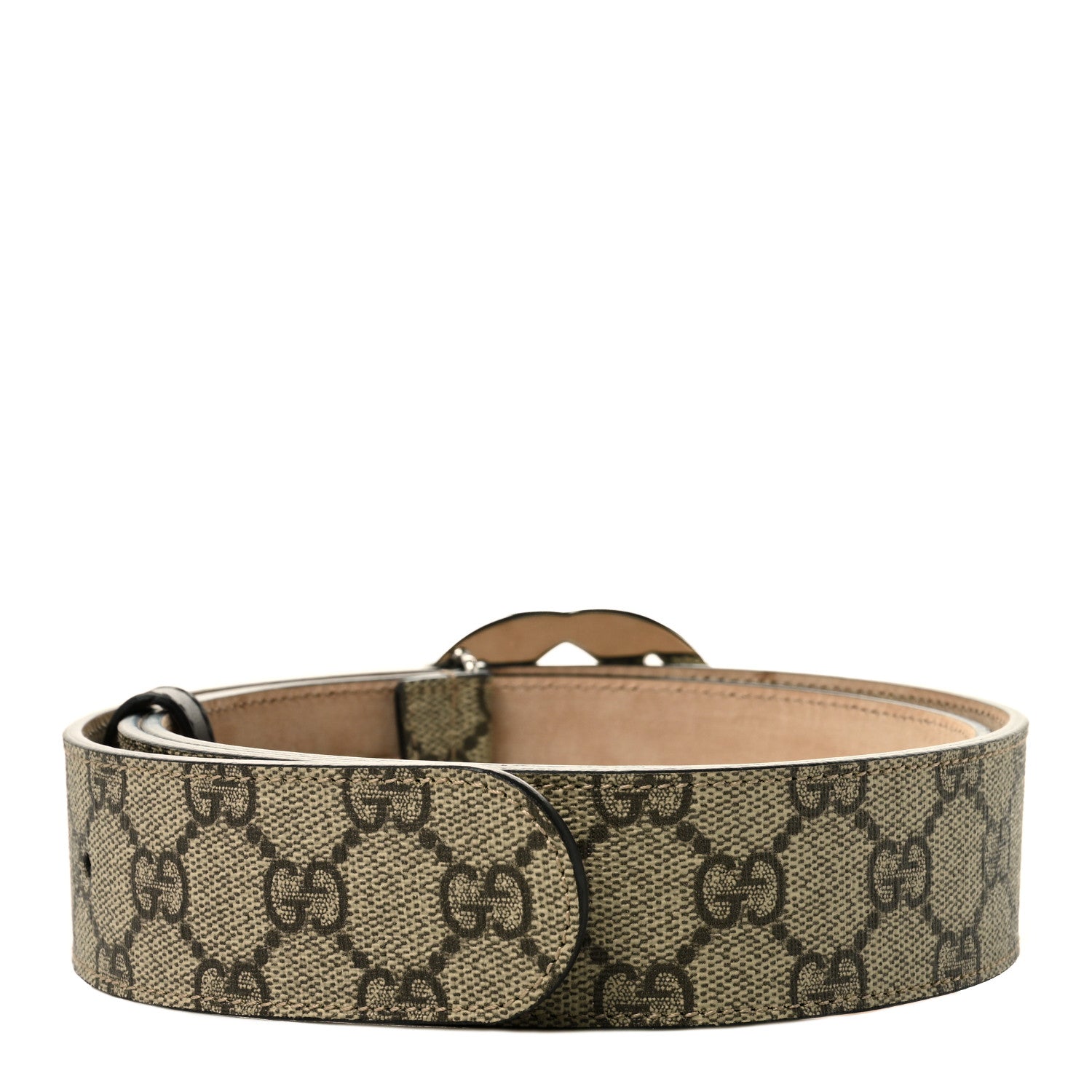 Gucci GG Supreme Monogram Selleria Calfskin Interlocking G 40mm Belt 105 42 Beige Ebony Cocoa 2 of 4