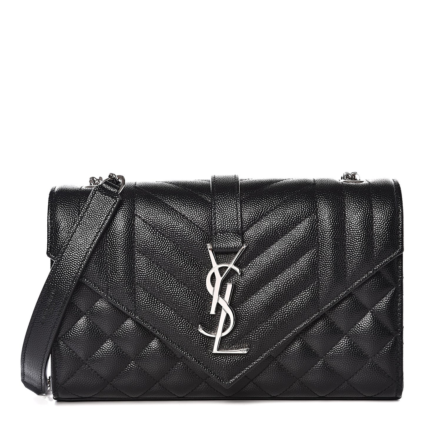 Grain De Poudre Textured Mixed Matelasse Triquilt Small Monogram Satchel Black