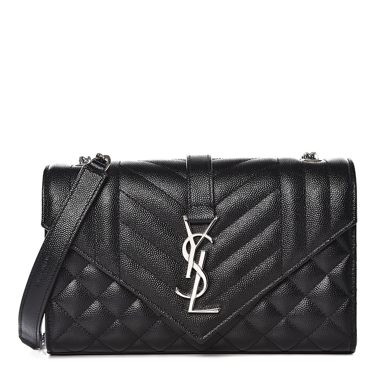 Saint Laurent Grain De Poudre Textured Mixed Matelasse Triquilt Small Monogram Satchel Black 1 of 10