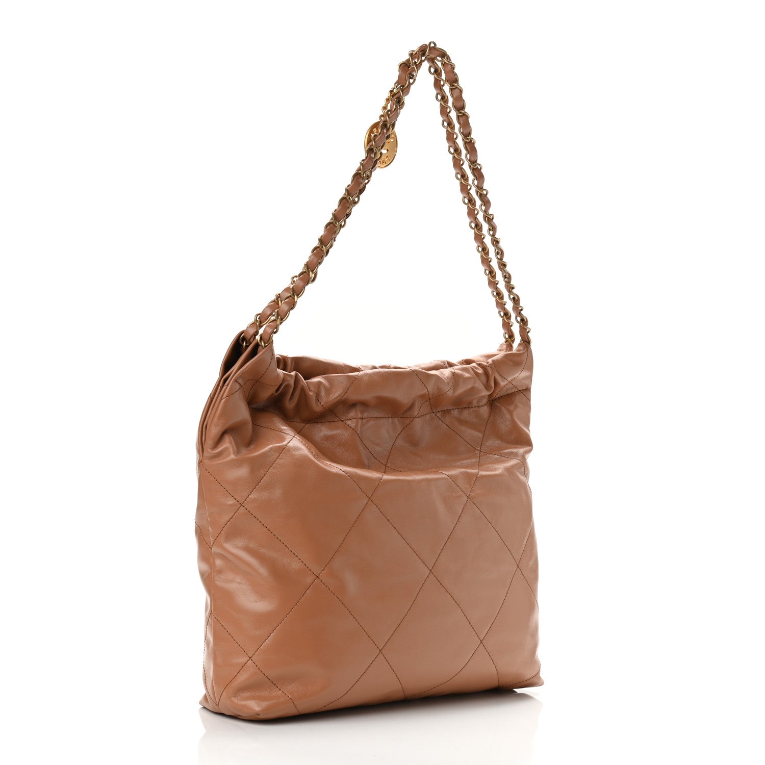 Chanel Shiny Calfskin Quilted Small Chanel 22 Camel 4 of 12