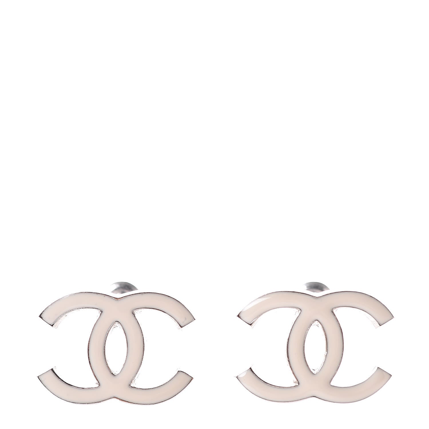 Chanel Enamel CC Earrings White 1 of 5