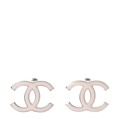 Chanel Enamel CC Earrings White 1 of 5