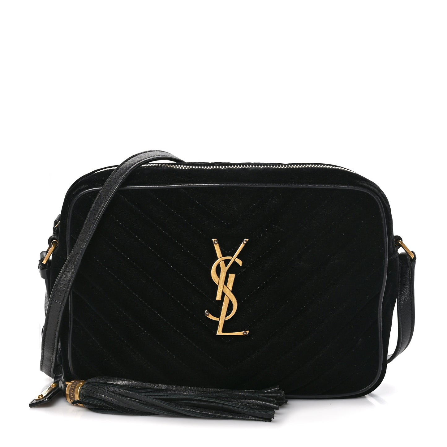 Velvet Matelasse Monogram Lou Camera Bag Black