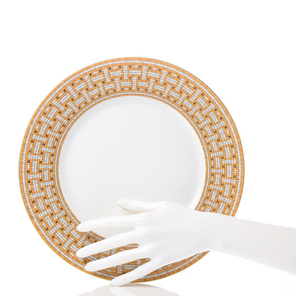 Hermes Porcelain Mosaique Au 24 Gold Dinner Plate Set of 2 2 of 6
