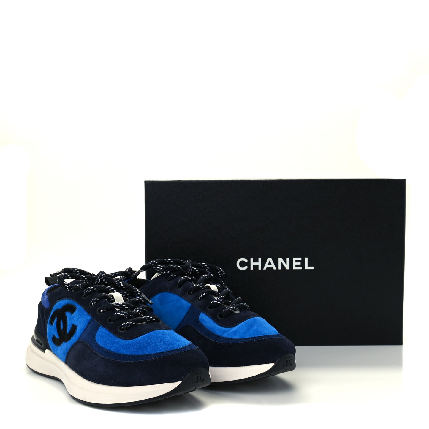 Suede Calfskin CC Sneakers 39 Blue Navy Dark Navy