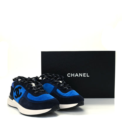 Chanel Suede Calfskin CC Sneakers 39 Blue Navy Dark Navy 10 of 10