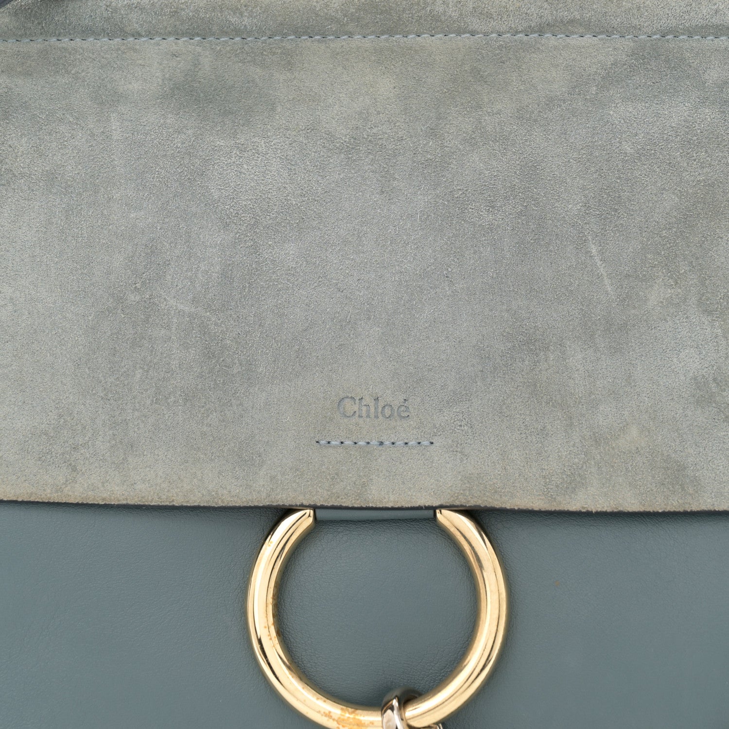 Chloe Calfskin Suede Medium Faye Shoulder Bag Ash Blue 9 of 15