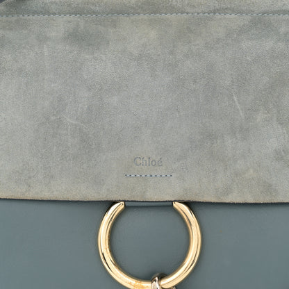 Chloe Calfskin Suede Medium Faye Shoulder Bag Ash Blue 9 of 15