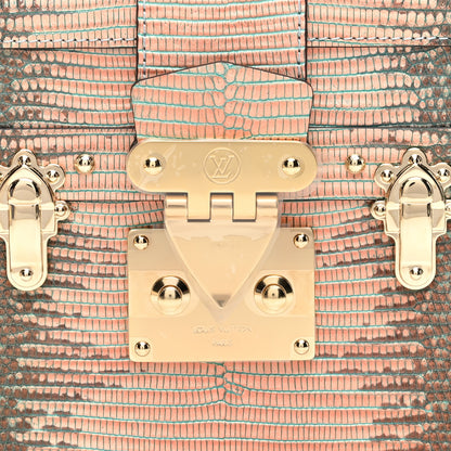 Louis Vuitton Metallic Lizard Petite Malle Green Pink 7 of 9