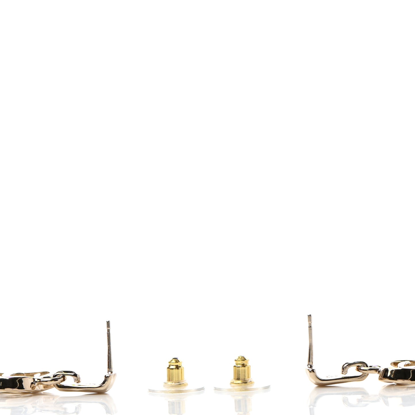 Metal CC Heart Coco In Love Drop Earrings Gold