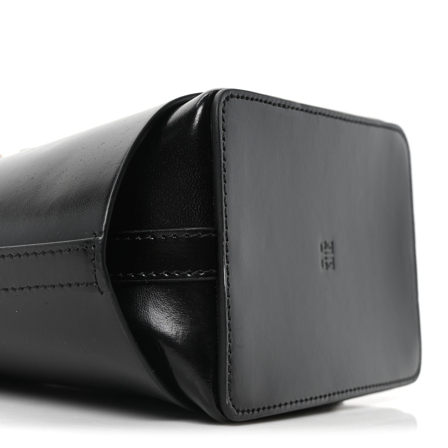 Box Calfskin Shark Lock Bucket Bag Black