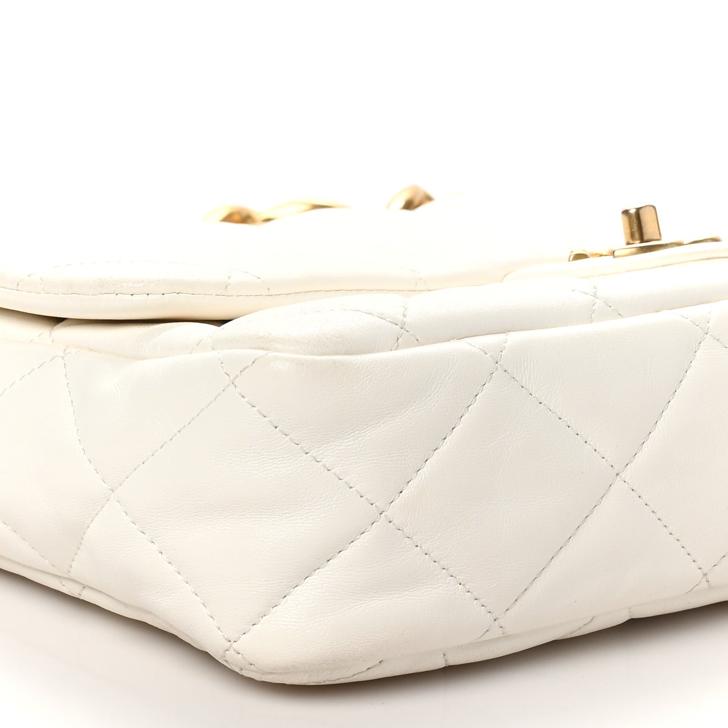 Lambskin Quilted Large CC Funky Town Flap White