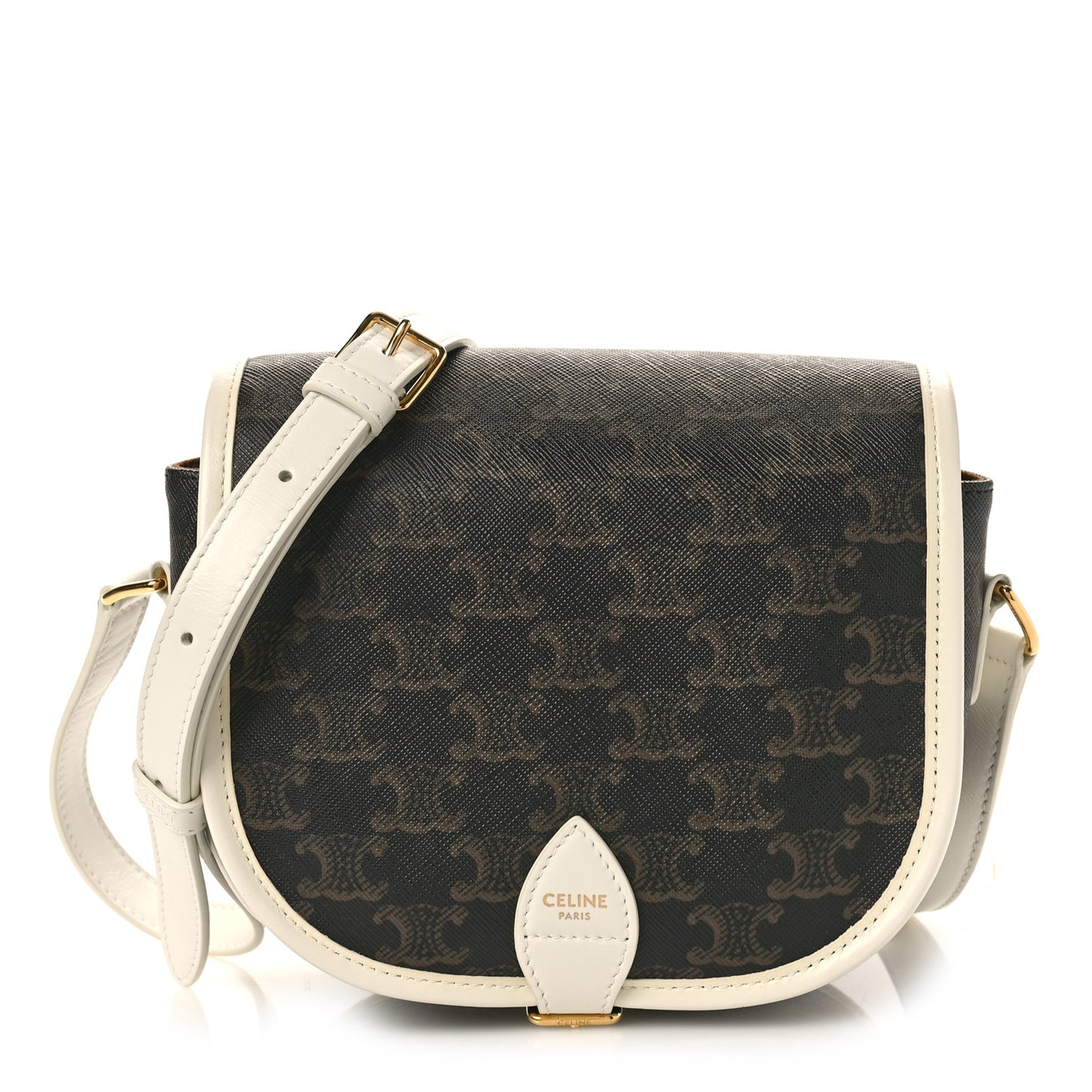Triomphe Canvas Medium Folco Bag White