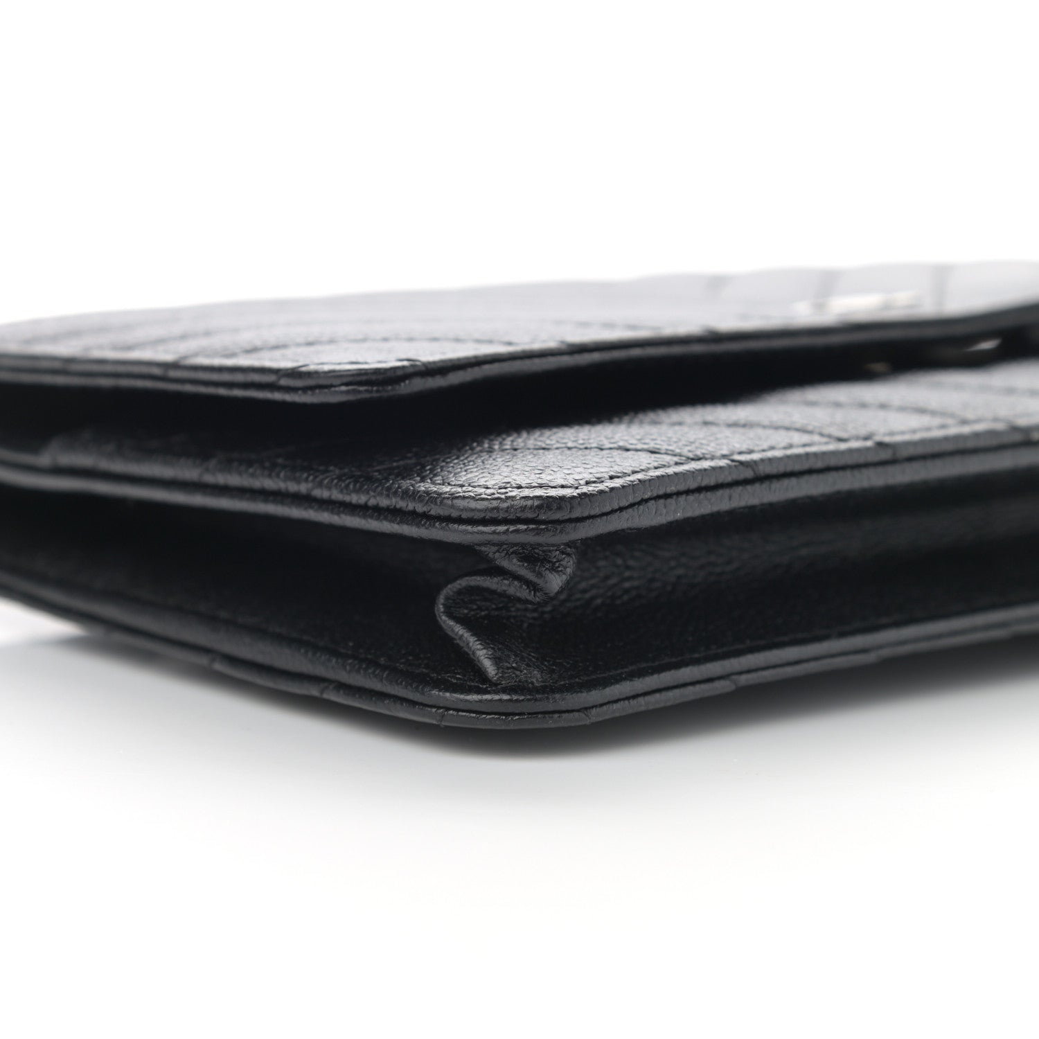 Chanel Caviar Chevron Quilted Wallet On Chain WOC Black 10 of 12