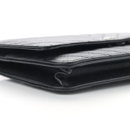 Chanel Caviar Chevron Quilted Wallet On Chain WOC Black 10 of 12