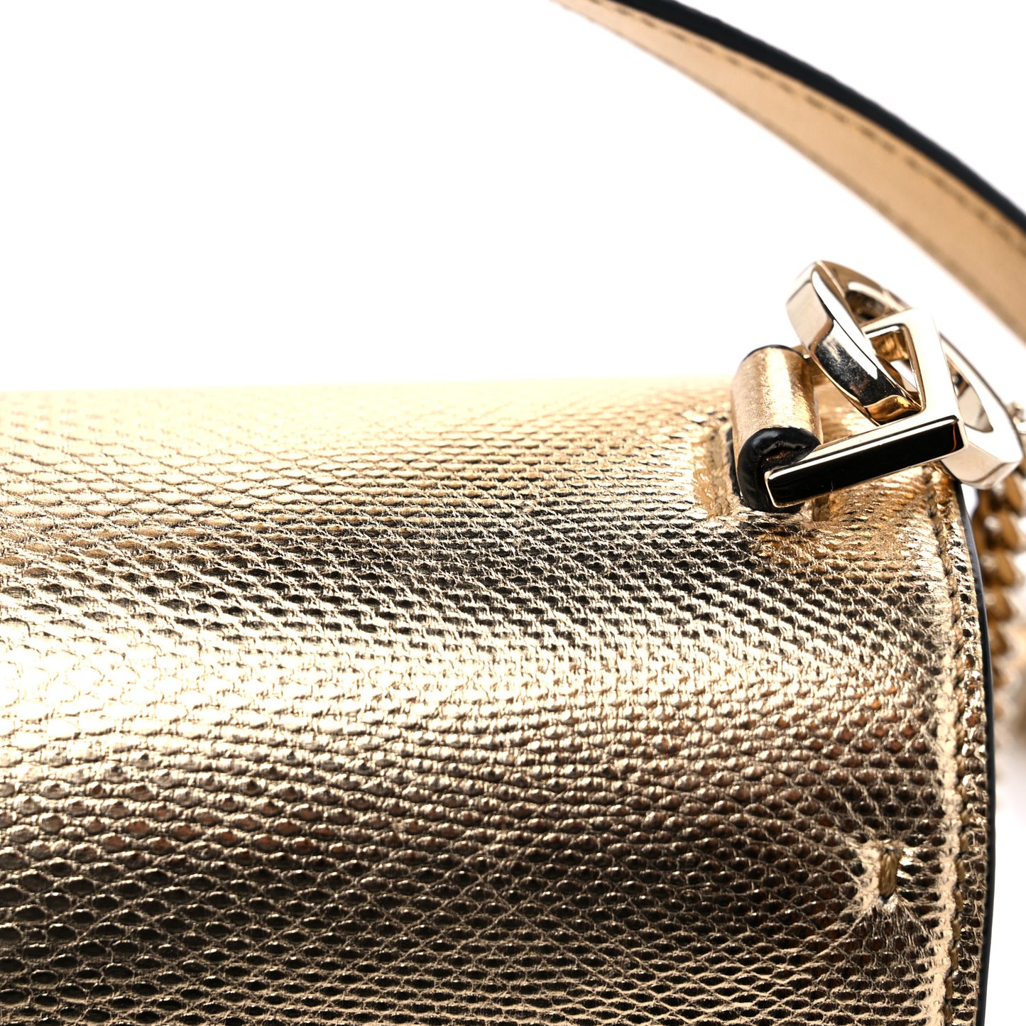Metallic Snakeskin Small VSling Shoulder Bag Gold