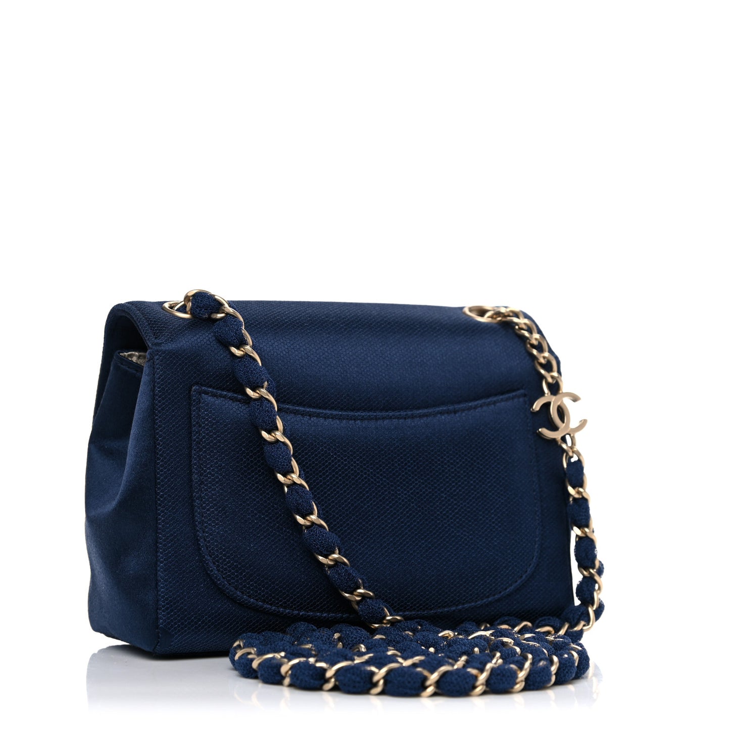 Satin Mesh Camellia Flap Navy Blue