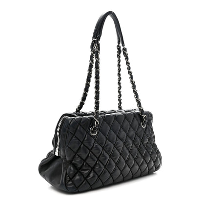 Chanel Lambskin Bubble Quilt Small Double Bowling Bag Black 3 of 11