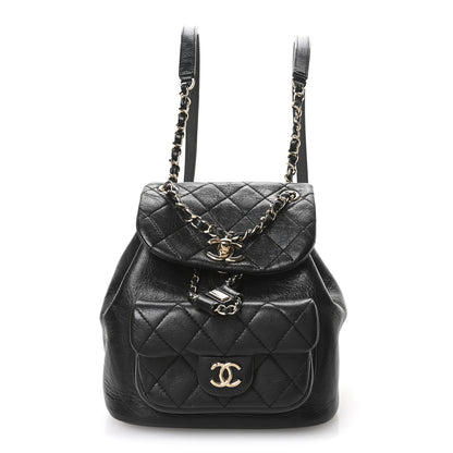 Chanel Glazed Aged Calfskin Quilted Small Duma Drawstring Backpack Black 1 of 11