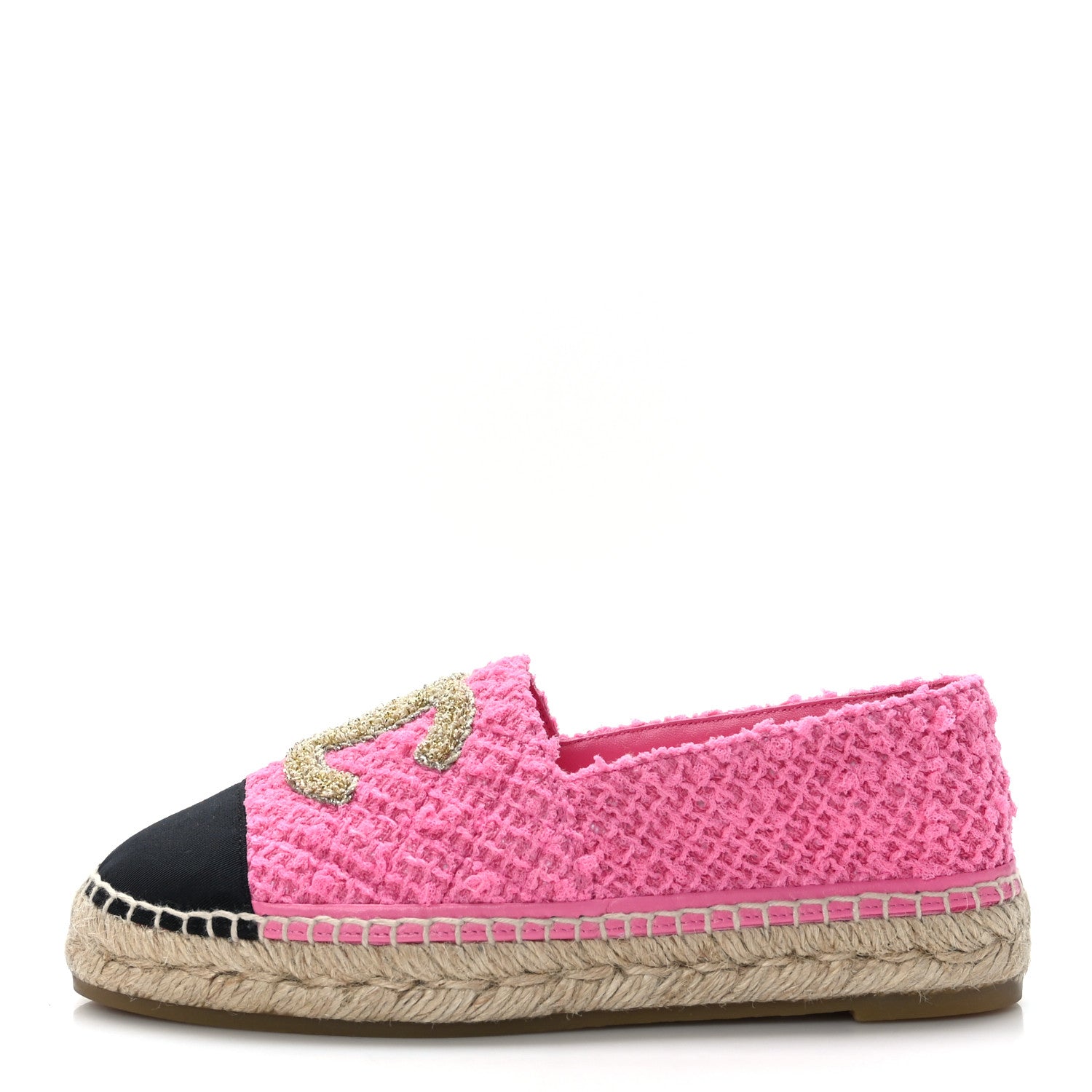 Chanel Tweed Grosgrain CC Espadrilles 36 Pink Black 1 of 8