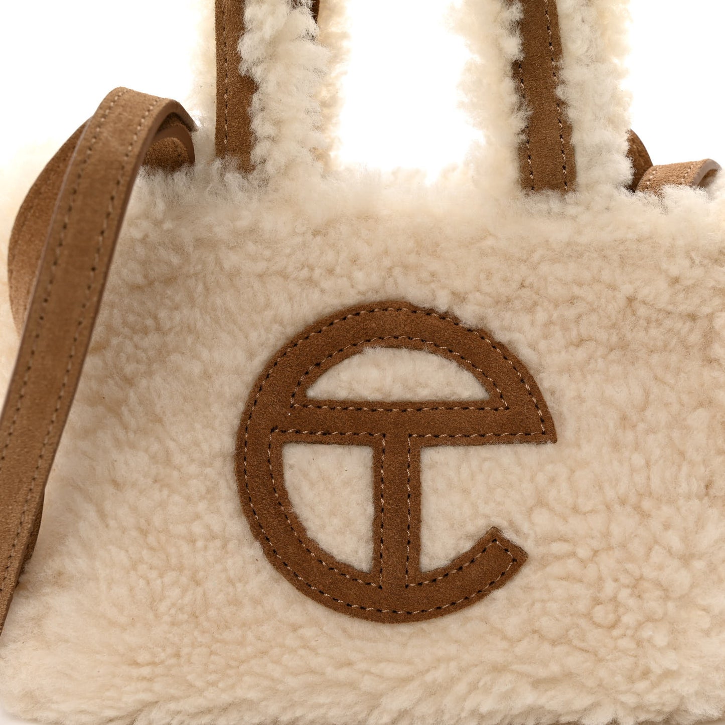 X UGG Suede shearling Small Shopping Bag Natural