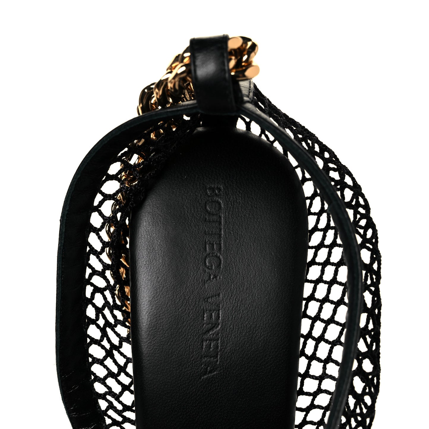 Mesh Nappa Chunky Chain Sandals 39 Black