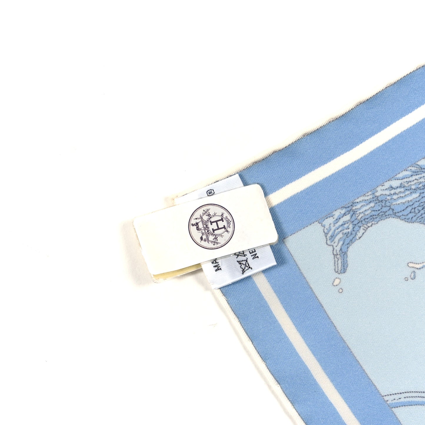 Vintage Silk Ex Libris Atlantis Scarf 70 Bleu Ciel Rose Jaune
