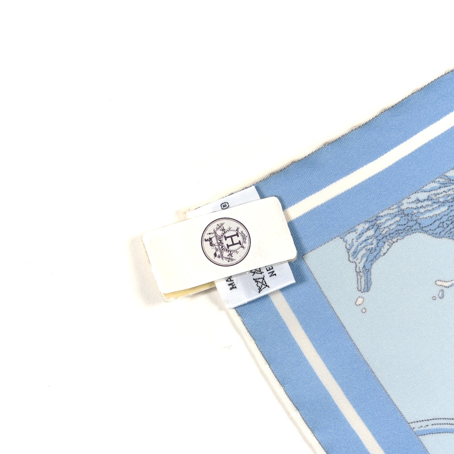 Hermes Vintage Silk Ex Libris Atlantis Scarf 70 Bleu Ciel Rose Jaune 4 of 4