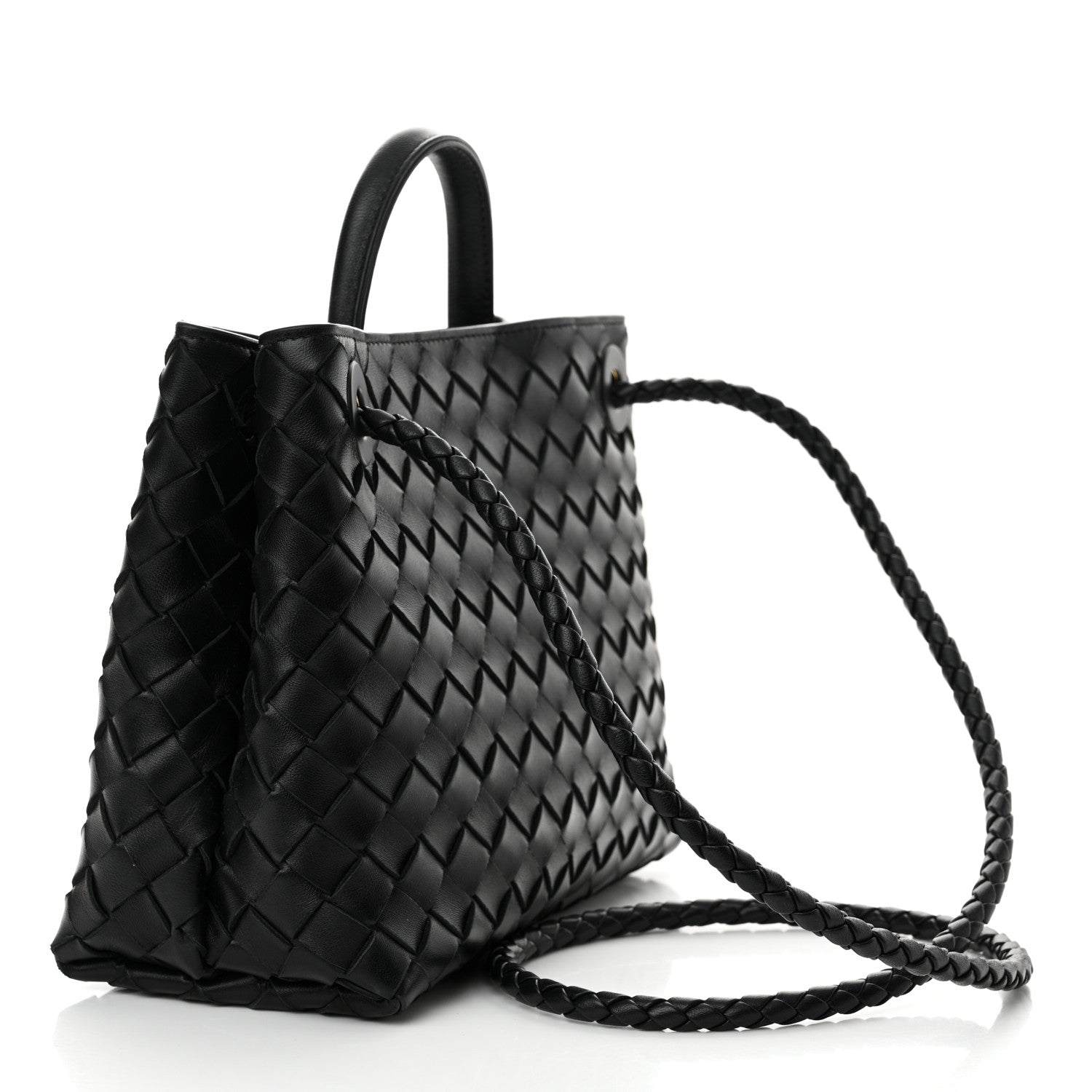 Bottega Veneta Nappa Intrecciato Small Andiamo Shoulder Bag Black 3 of 14