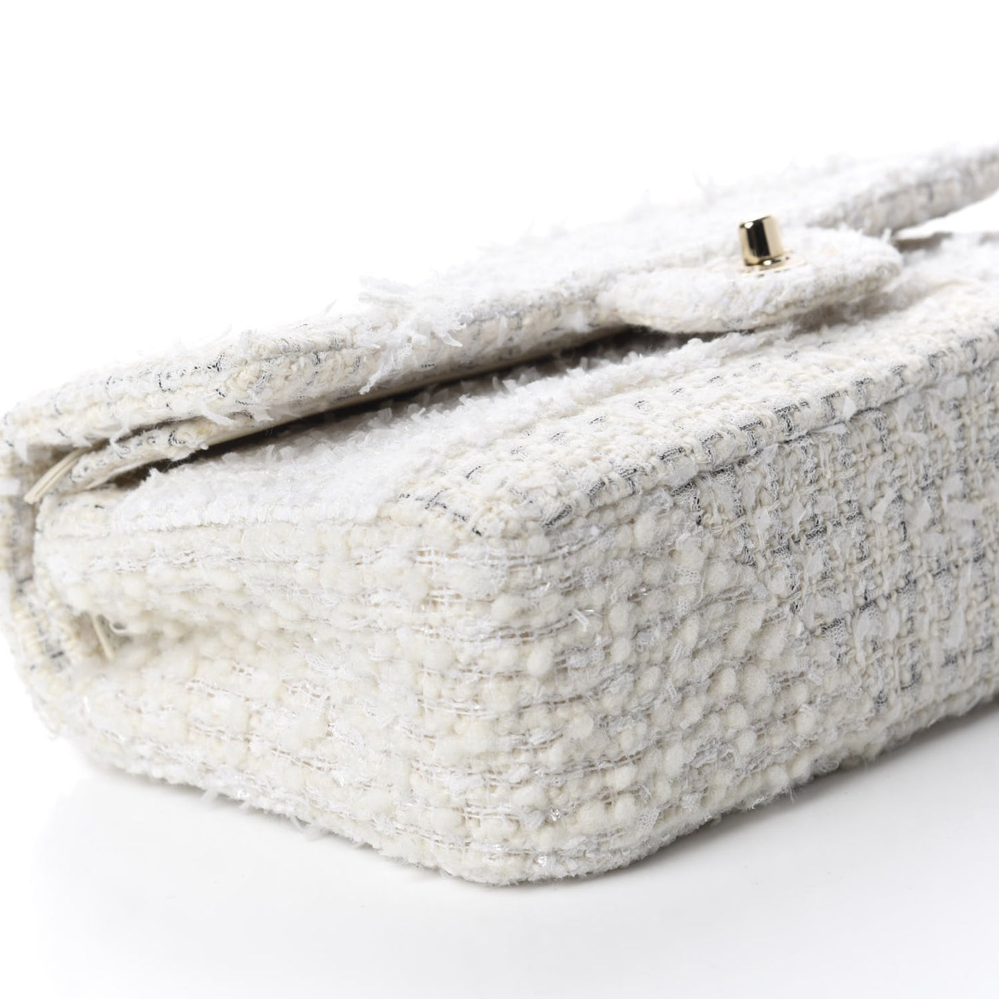 Tweed Patchwork Medium Double Flap White