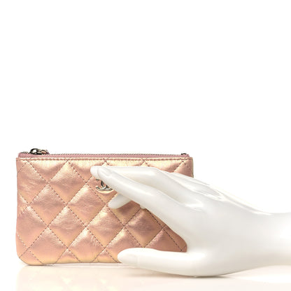 Chanel Iridescent Lambskin Quilted Small Cosmetic Case Pink 2 of 8