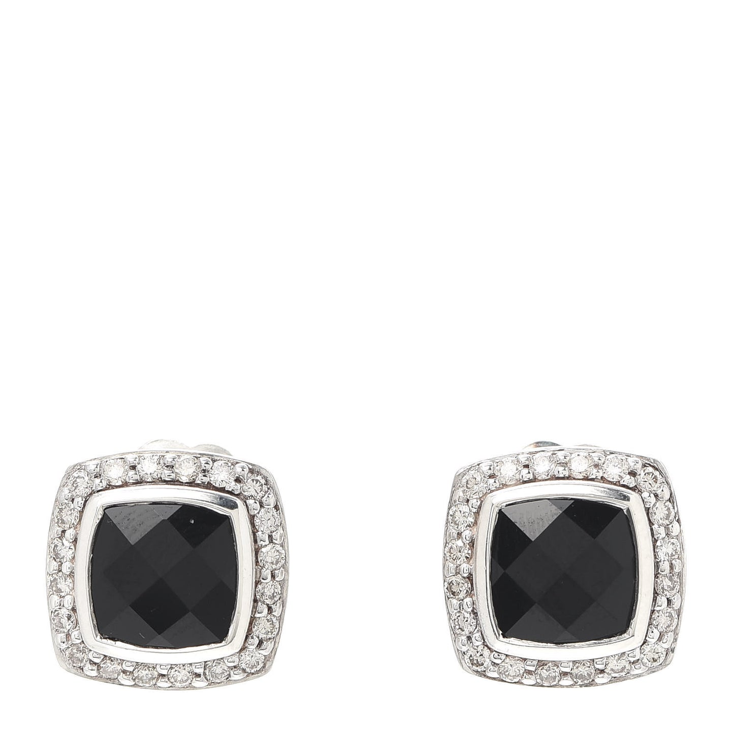 Sterling Silver Diamond Black Onyx 7mm Petite Albion Earrings