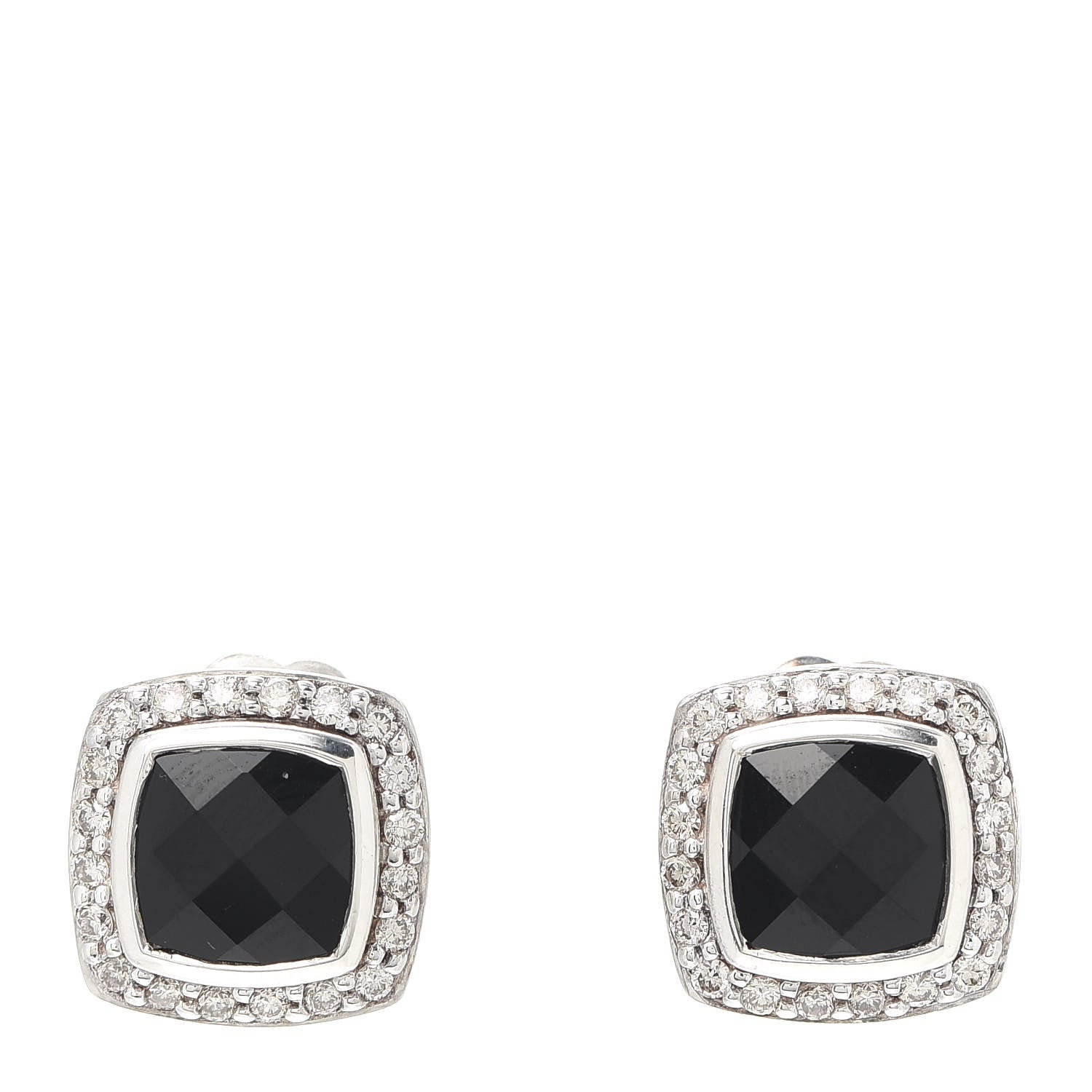 David Yurman Sterling Silver Diamond Black Onyx 7mm Petite Albion Earrings 1 of 5