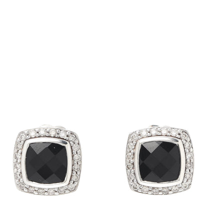 David Yurman Sterling Silver Diamond Black Onyx 7mm Petite Albion Earrings 1 of 5