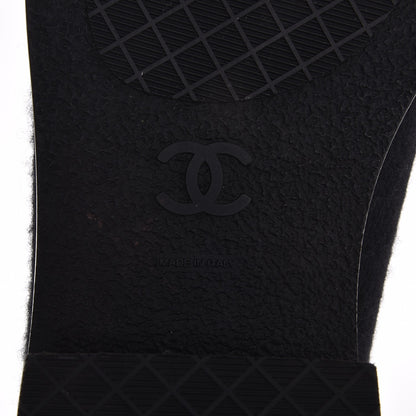Chanel Tweed Lace Up Combat Boots 40 Black 6 of 8