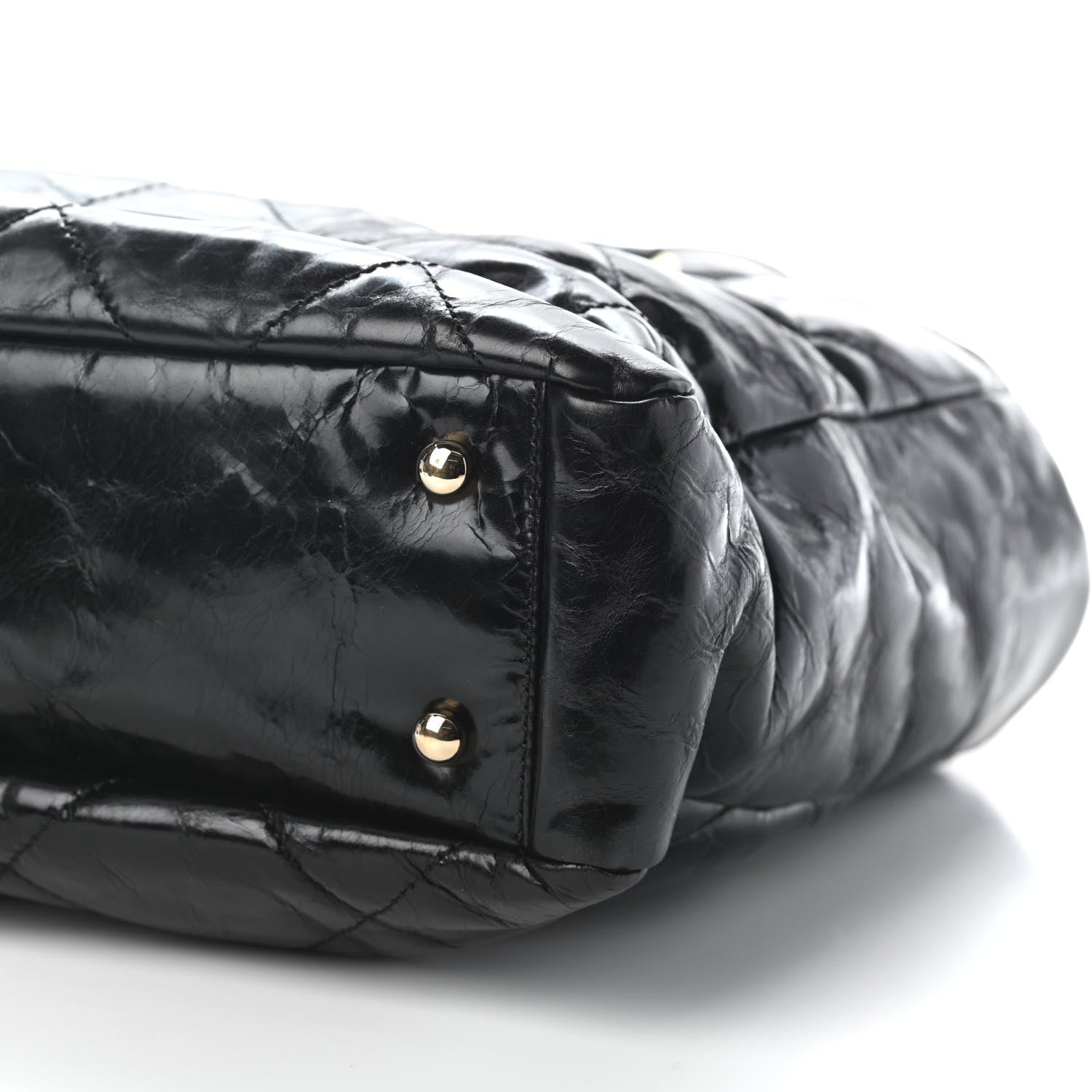 Chanel Glazed Calfskin Lambskin Portobello Tote Black Beige 9 of 11
