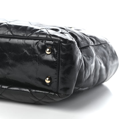Chanel Glazed Calfskin Lambskin Portobello Tote Black Beige 9 of 11