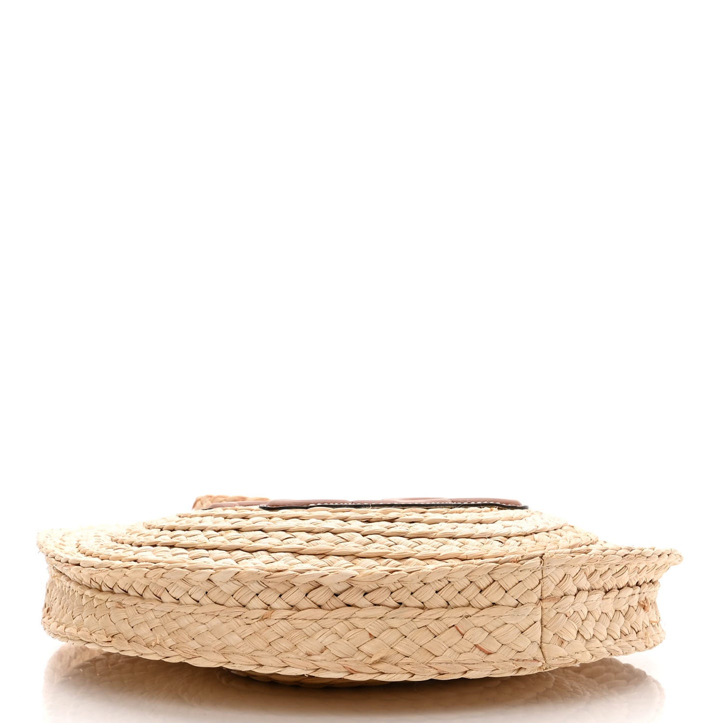 Raffia Calfskin Small Round Bag Natural Tan