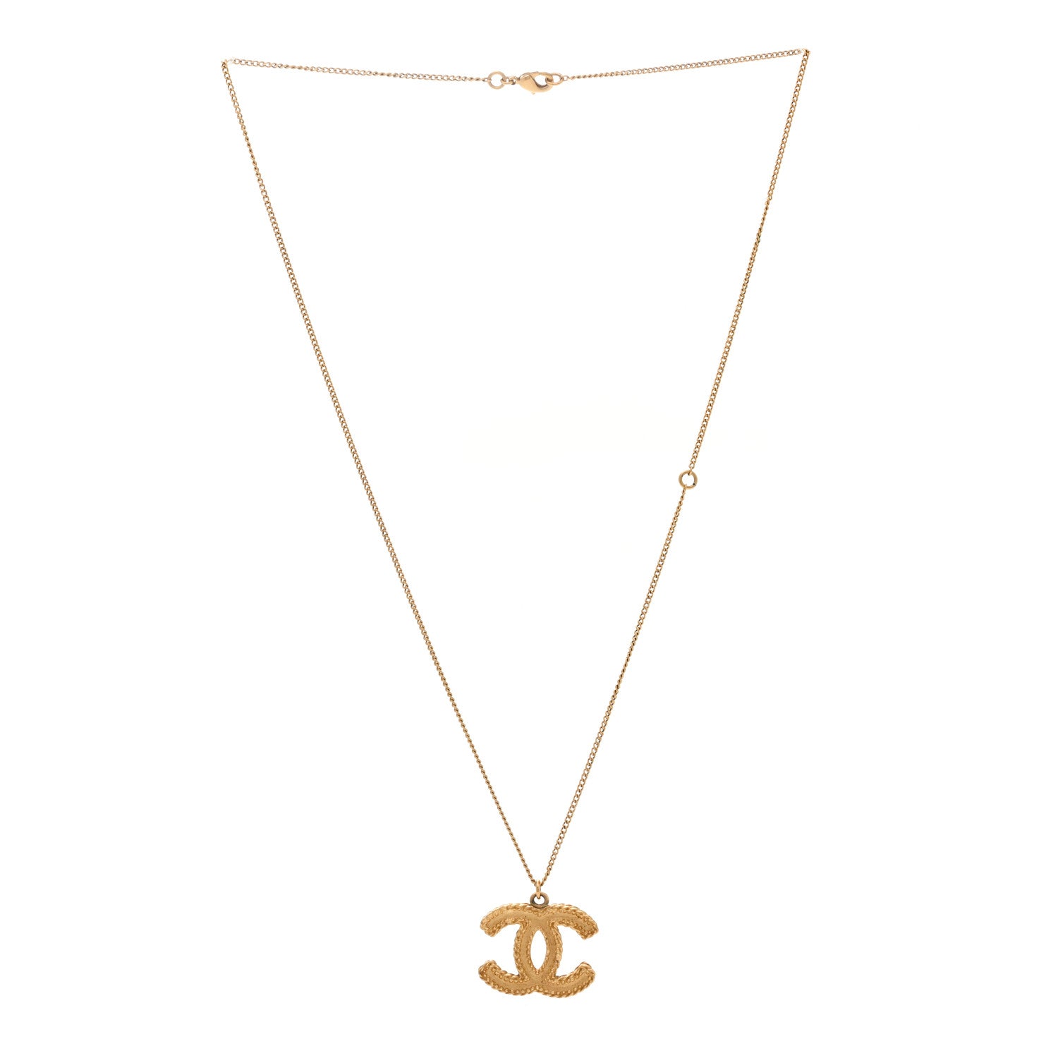 Chanel Metal CC Necklace Matte Gold 3 of 4
